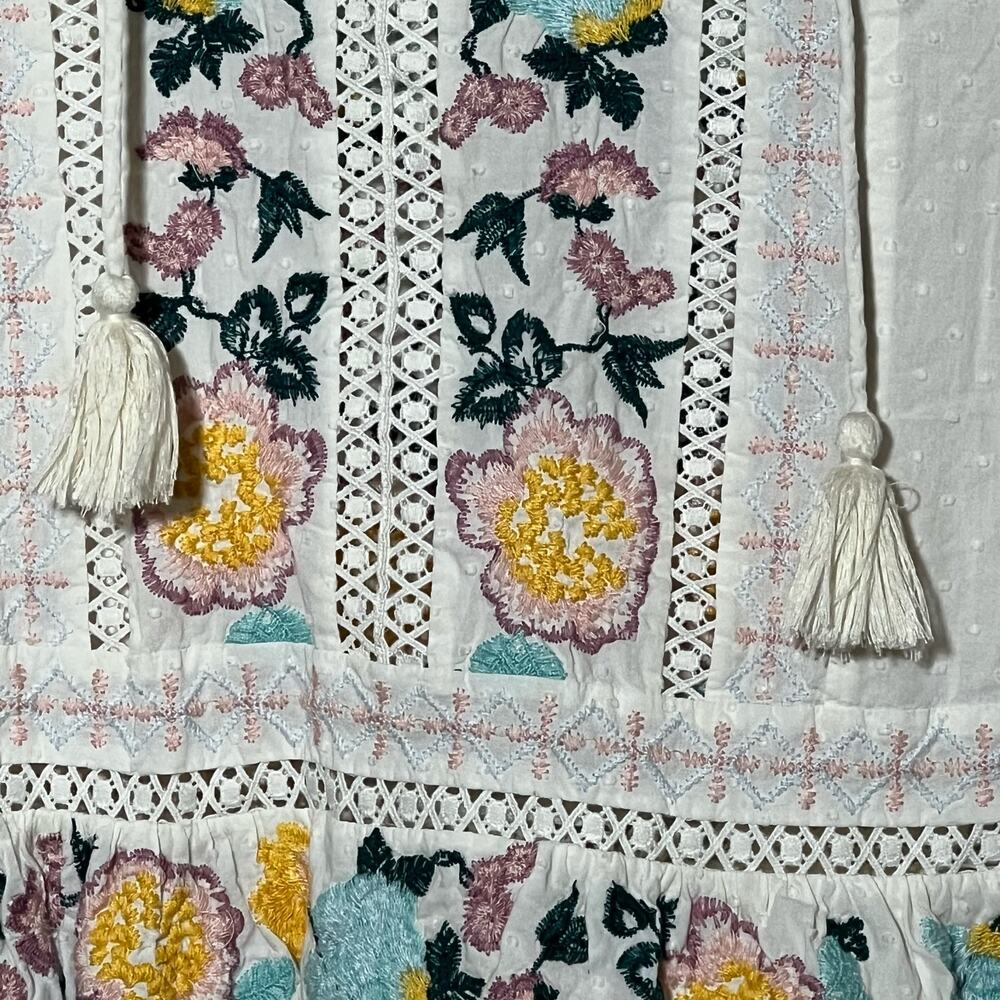 Tory Burch Rent the Runway White Embroidered Boho Dress Cotton Size XS $498 MSRP - Picture 9 of 14